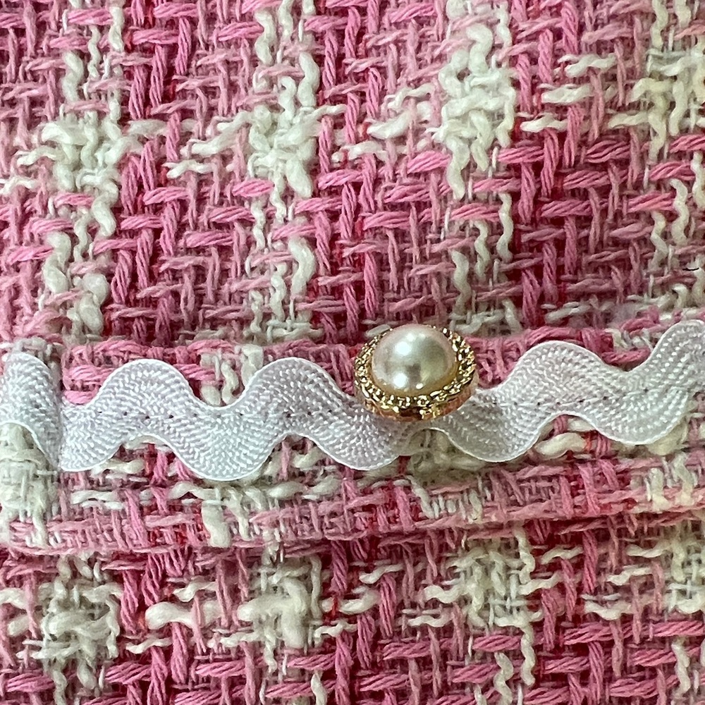 Badgley Mischka Pink and Cream Textured Girl’s Dress w/ Matching Purse Size 8 - Picture 7 of 14